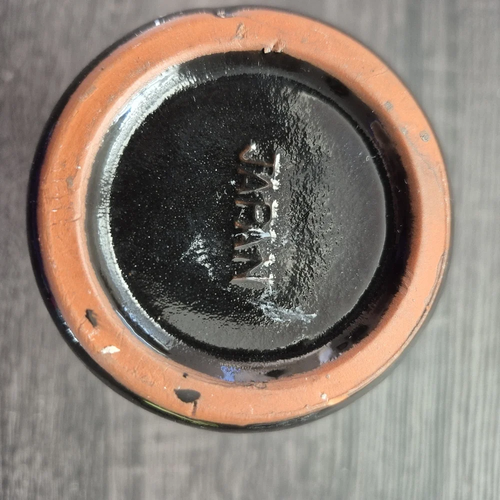 Japanese Black Vase with Floral and Bird Design - Picture 4 of 7